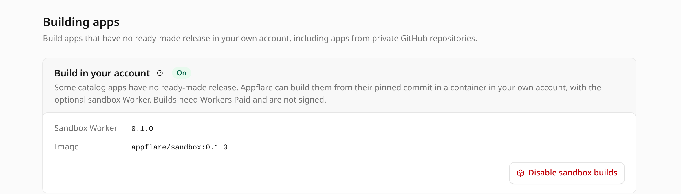 Building apps settings with the sandbox Worker on