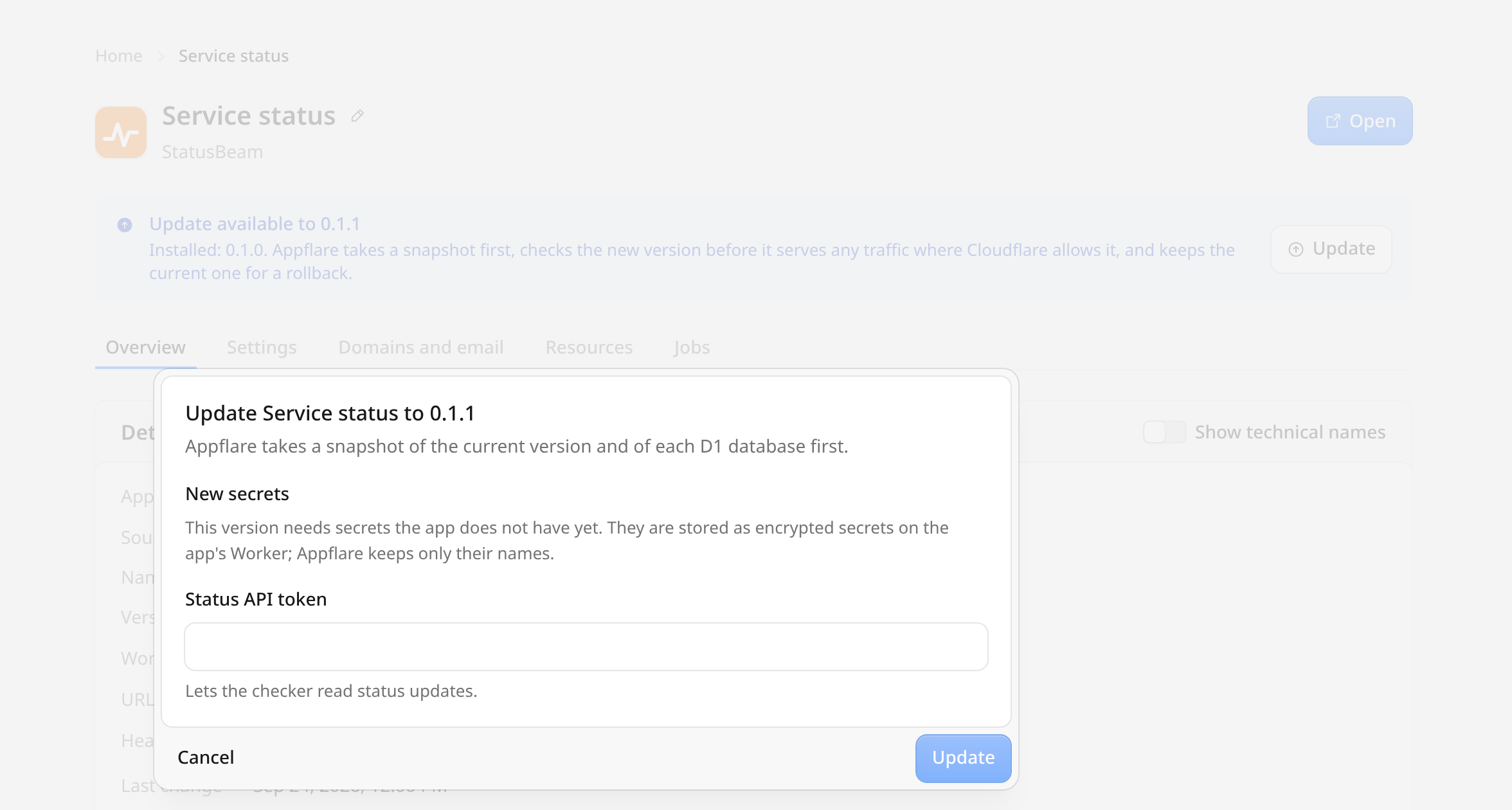 Update review asking for a new secret before the app changes