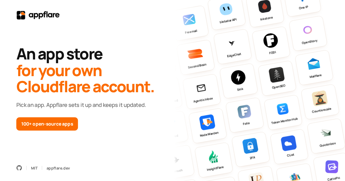 Appflare — A self-hosted app manager for Cloudflare. Install, update, and remove Cloudflare-native…